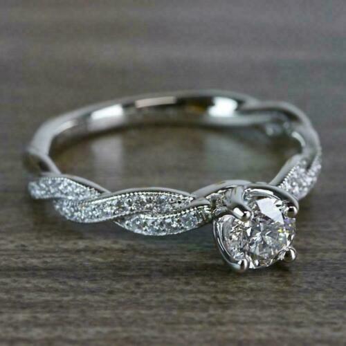 1 CT Round Cut Diamond White Gold Over On 925 Sterling Silver Criss Cross Engagement Ring