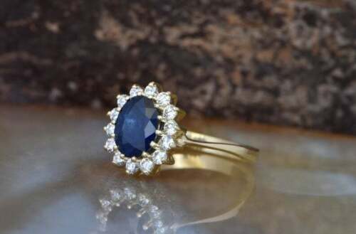 2 CT Oval Cut Sapphire Diamond Engagement Ring 925 Sterling Sliver