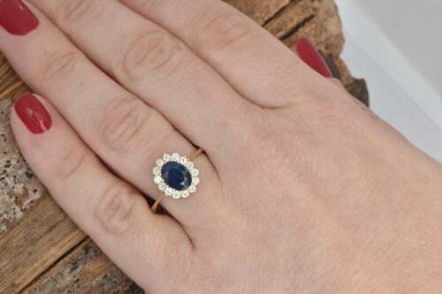 2 CT Oval Cut Sapphire Diamond Engagement Ring 925 Sterling Sliver