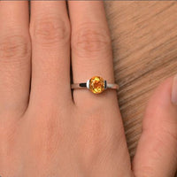 1.00 Ct Round Cut Yellow Citrine 925 sterling Silver Bezel Set Solitaire Promise Ring