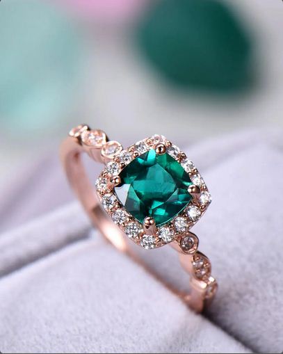 2.25 Ct Cushion Cut Green Emerald 925 Sterling Silver Halo Engagement Ring