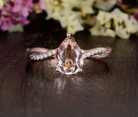 2.50 Ct Pear Cut Morganite & White CZ Infinity Engagement Ring In 925 Sterling Silver