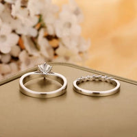 1.50 Ct Round Cut 925 Sterling Silver Engagement Wedding Ring Set