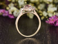 2.25 Ct Oval Cut Pink Morganite 925 Sterling Silver Halo Vintage Style Engagement Ring