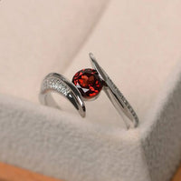 1.50 Ct Round Cut Red Garnet 925 Sterling Silver Bypass Promise Gift Ring