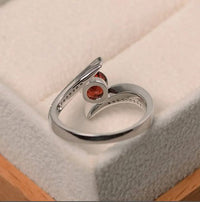 1.50 Ct Round Cut Red Garnet 925 Sterling Silver Bypass Promise Gift Ring