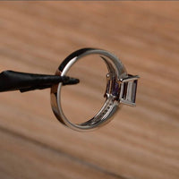 2.25 Ct Princess Cut Purple Alexandrite Split Shank Engagement Ring 925 Sterling Silver