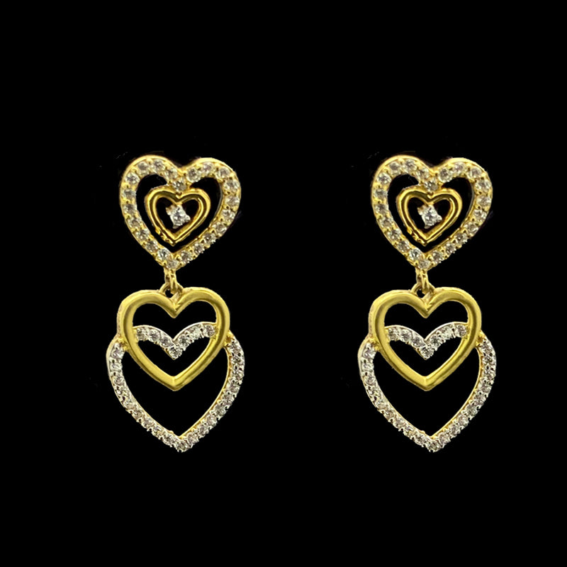 Heera Jewellers Gold Plated Austrian Stone Heart Shape Stud Earrings