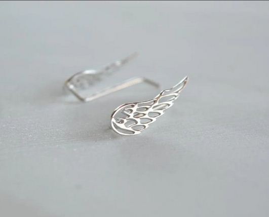 925 Sterling Silver White & Yellow Gold Finish Wings Style Climber Earrings - atjewels.in