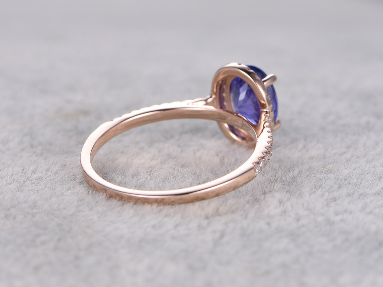 2.50 Ct Oval Cut Blue Tanzanite Rose Gold Over On 925 Sterling Silver Halo Ring For Her