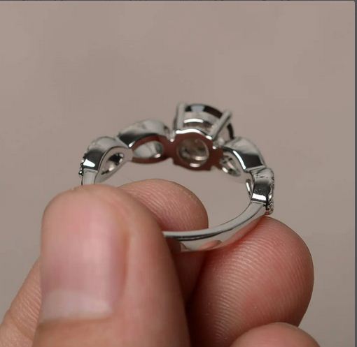 1.50 Ct Round Cut Smoky Quartz 925 Sterling Silver Infinity Promise Gift Ring - atjewels.in