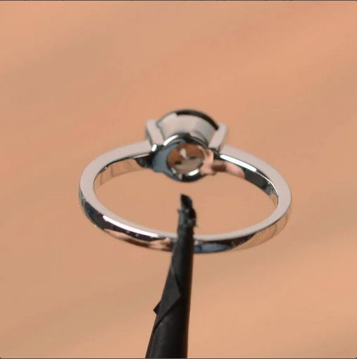 1.00 Ct Round Cut Smoky Quartz 925 Sterling Silver Bezel Set Solitaire Ring