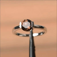 1.00 Ct Round Cut Smoky Quartz 925 Sterling Silver Bezel Set Solitaire Ring