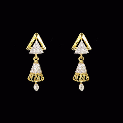 Stunning Studded 18K Yellow Gold Diamond Dangle Earrings